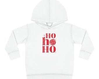 Ho Ho Ho Minimalist Holiday, Christmas, or New Years Eve Toddler Pullover Fleece Hooded Sweatshirt