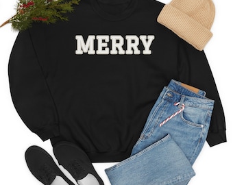Merry Minimalist Holiday, Christmas, or New Years Eve Unisex Heavy Blend Crewneck Sweatshirt