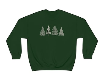 Christmas Evergreen Tree Minimalist Holiday, Christmas, or New Years Eve Unisex Heavy Blend Crewneck Sweatshirt