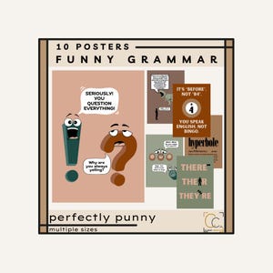 Funny Grammar Puns Posters: Middle School English Classroom Decor English Grammar Jokes Punctuation Marks