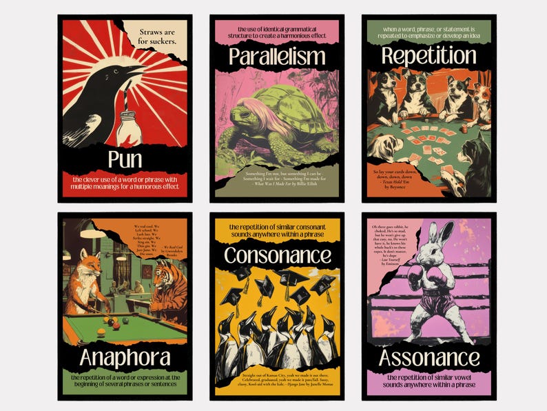 Literary Terms Poster Bundle: Figurative Language Posters Middle School ...
