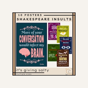 Funny Shakespeare Insult Posters: High School English Classroom Decor Famous Shakespeare Quotes Shakespeare's Plays Insults