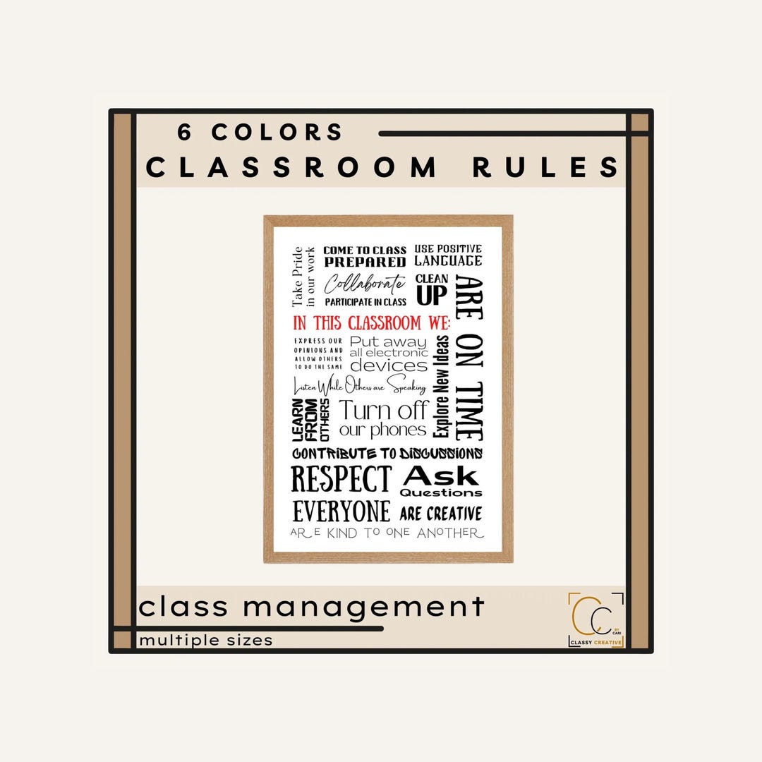 Classroom Rules Poster: Middle School Class Management Expectations ...