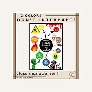 Funny Classroom Rules Poster: Middle School Class Behavior Management Rules Posters Don't Interrupt Teacher Posters