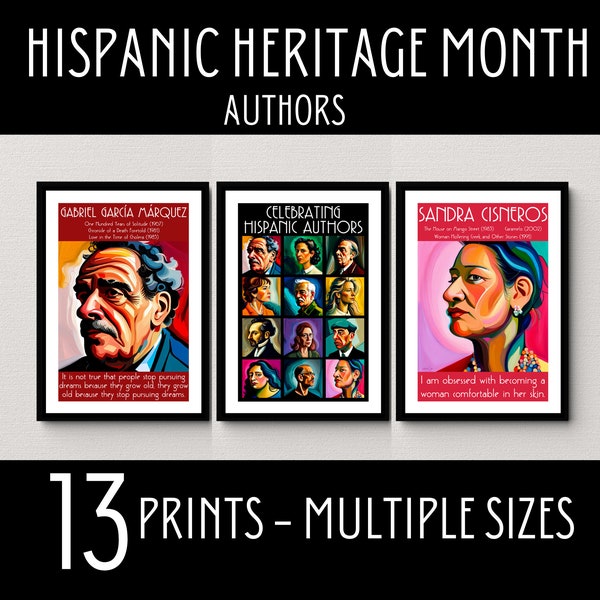 Hispanic Heritage Month Posters - Authors, Hispanic Heritage Month Bulletin Board, Famous Latino/Latina Authors, Hispanic Writers