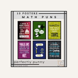 Math Puns Posters: Funny Mathematics Classroom Decor Math Jokes Middle School Maths Poster