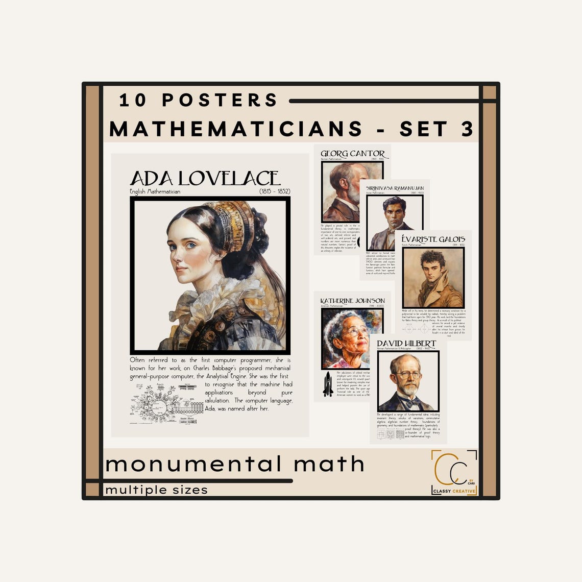 Inspiring Mathematicians Posters: High School Mathematics Classroom ...