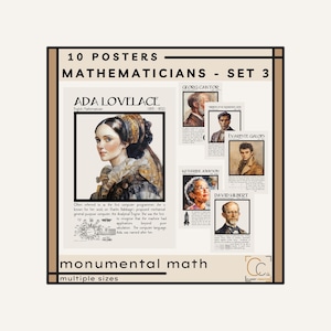 Inspiring Mathematicians Posters: High School Mathematics Classroom Decor Famous Math Equations Discoveries