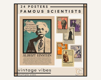 Famous Scientists Posters: Vintage Science Classroom Decor Women in STEM Scientific Discoveries Biology Chemistry Physics Bundle