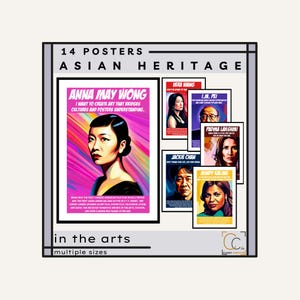 Asian & Pacific Islander Heritage Month Posters: Famous Asian American Artists Musicians Actors AAPI Bulletin Board