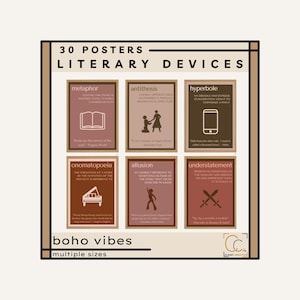 Literary Devices Poster Bundle Figurative Language Literary Term Prints High School English Poetic Devices Boho English Classroom Decor