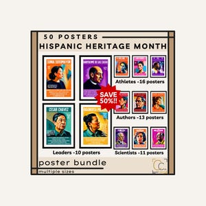 Hispanic Heritage Month Poster Bundle: Famous Latino Scientists & Authors Popular Latina Athletes Famous Hispanic History Posters