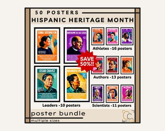 Hispanic Heritage Month Poster Bundle: Famous Latino Scientists & Authors Popular Latina Athletes Famous Hispanic History Posters