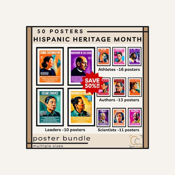 Hispanic Heritage Month Poster Bundle: Famous Latino Scientists & Authors Popular Latina Athletes Famous Hispanic History Posters