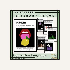 Literary Devices Poster Bundle: High School English Classroom Decor Figurative Language Posters Poetic Devices Middle School Literary Terms