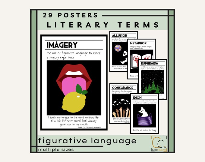 Literary Devices Techniques Posters; High School; Middle School ...