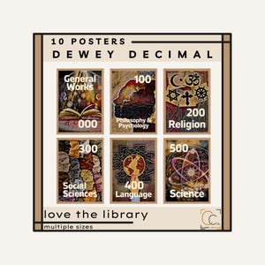 Dewey Decimal Posters: School Library Classification Poster Bundle Book Labels Library Categories