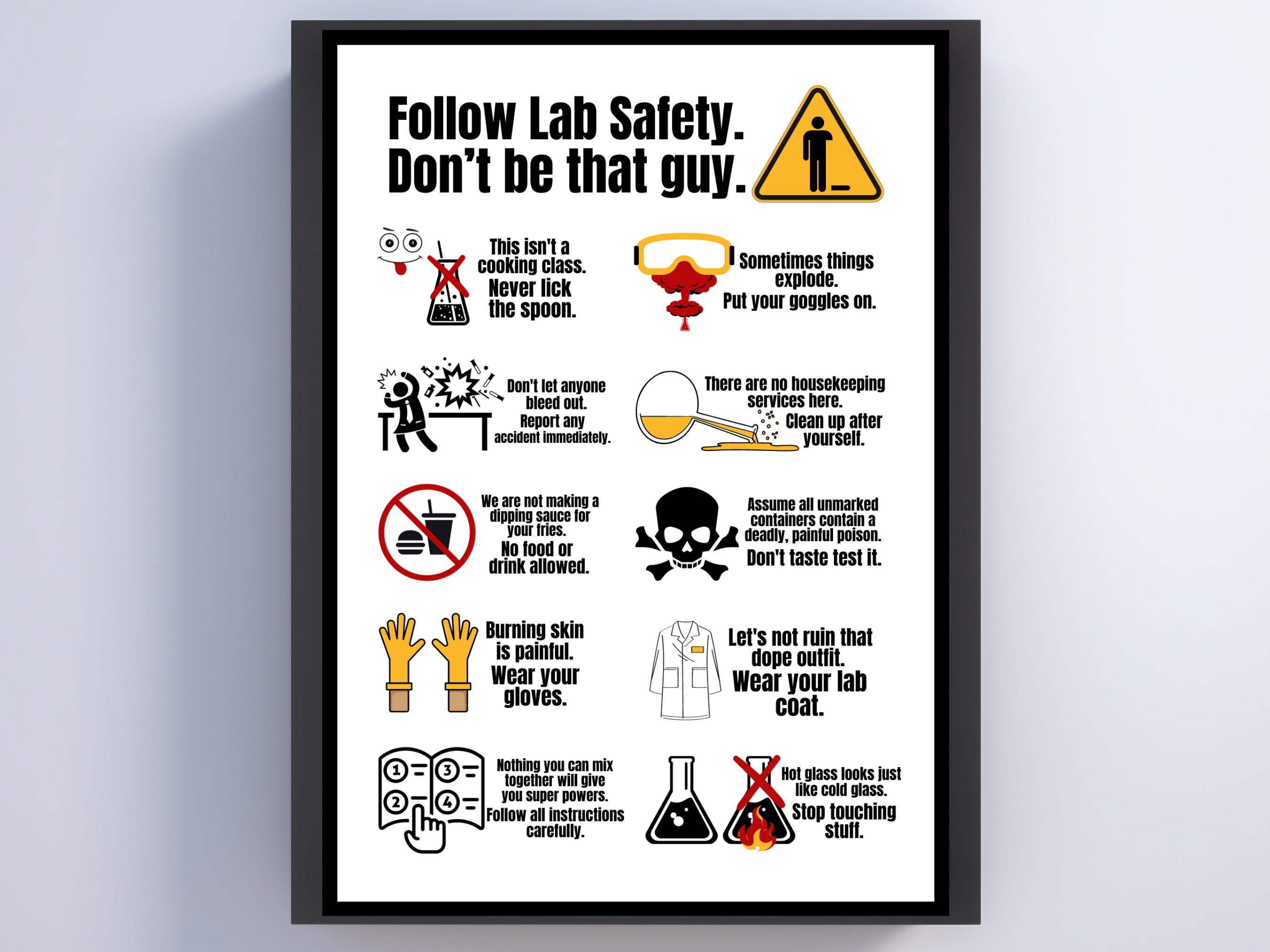 Harloon 3 Pieces Science Lab Safety Rules Posters Science