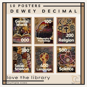Dewey Decimal Classification Posters School Library Wall Art Library System Prints High School Library Posters Library Decor