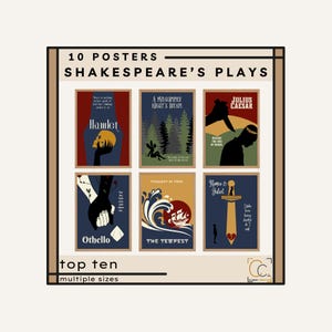 Shakespeare Plays Poster Bundle: High School English Classroom Gallery Wall Macbeth Hamlet Romeo and Juliet Posters