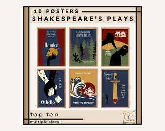 Shakespeare Prints Shakespeare Gallery Wall High School English Classroom Decor Shakespeare&#39;s Plays Wall Art Macbeth Hamlet Romeo Juliet
