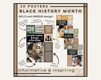 Black History Month Posters: Famous African American Leaders Activists Civil Rights History Poster Black Excellence Biographies