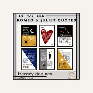 Romeo and Juliet Quotes Literary Devices in Romeo and Juliet Shakespeare Figurative Language English Classroom Decor High School English
