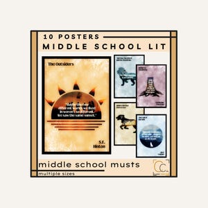 Middle School Classic Literature Posters Popular Middle School Books YA Library Posters English Classroom Decor Middle School Wall Art