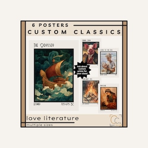 Custom Classic Literature Posters High School English Classroom Posters Library Wall Art Famous Novels Posters Popular Book Covers