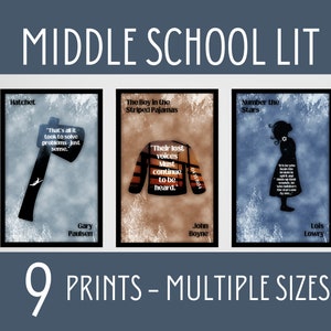 Affiches classiques de littérature pour le collège, romans modernes pour le collège, affiches YA, affiches de bibliothèque, décoration de salle de classe d&#39;anglais