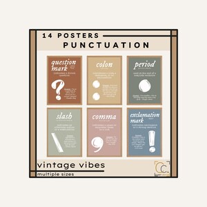 Boho Punctuation Posters: English Grammar Classroom Decor (Digital Download)