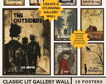 Pôsteres de Literatura Clássica: Decoração para Sala de Aula de Inglês do Ensino Médio, Capas de Livros Antigos, Romances Populares, Autores Famosos, Obras Literárias