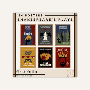 Shakespeare Plays Poster Set: High School English Classroom Decor (Digital Download, PDF