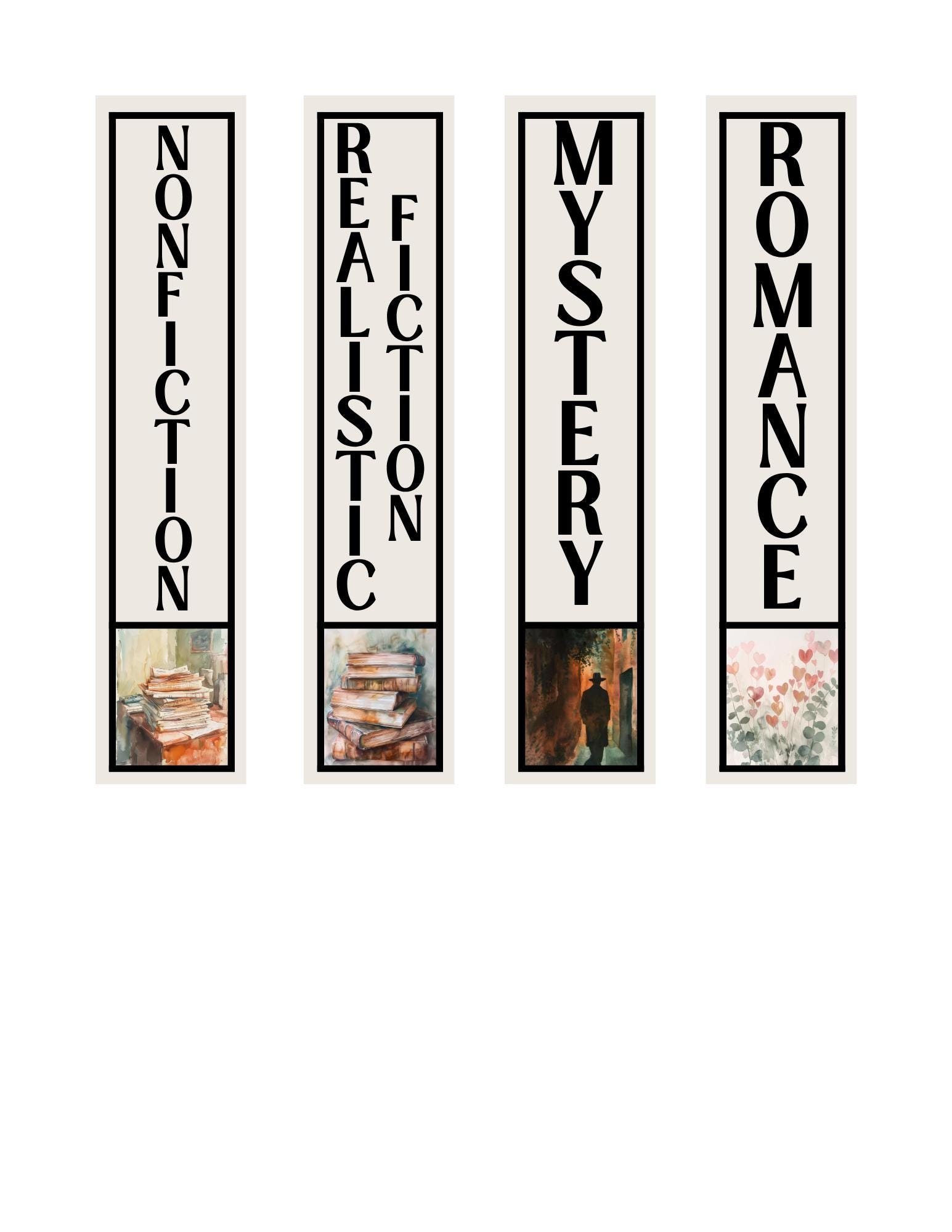 Literary Genres Labels: Classroom Library Classification Labels Novel ...