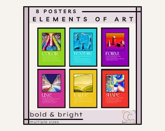 7 Elements of Art Posters Art Classroom Decor Middle School High School Art Prints Artistic Elements Art Teacher Gift Visual Elements