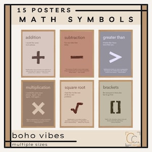 Math Symbols Posters Mathematics Classroom Decor High School Math Wall Art Middle School Maths Boho Mathematics Print Math Teacher Gift