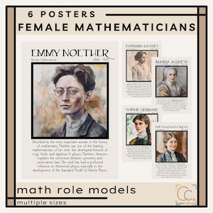 Female Mathematicians Posters High School Math Classroom Posters Famous Women Role Models in History Mathematics Class Decor