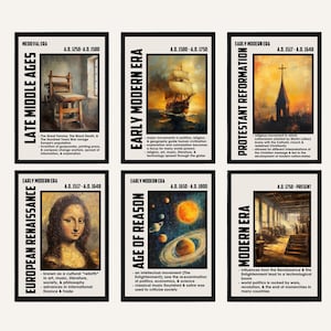 Posters om historiska epoker: Dekor för gymnasieklassrum, posterpaket med tidslinje över mänsklig historia, perioder i världshistorien bild 3