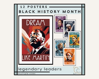 Black History Month Posters: African American Leaders Famous Black Activists Civil Rights Historical Figures