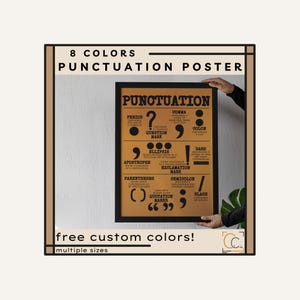 Punctuation Poster English Classroom Decor Middle School Prints High School English Grammar Print Punctuation Marks Custom Colors Homeschool