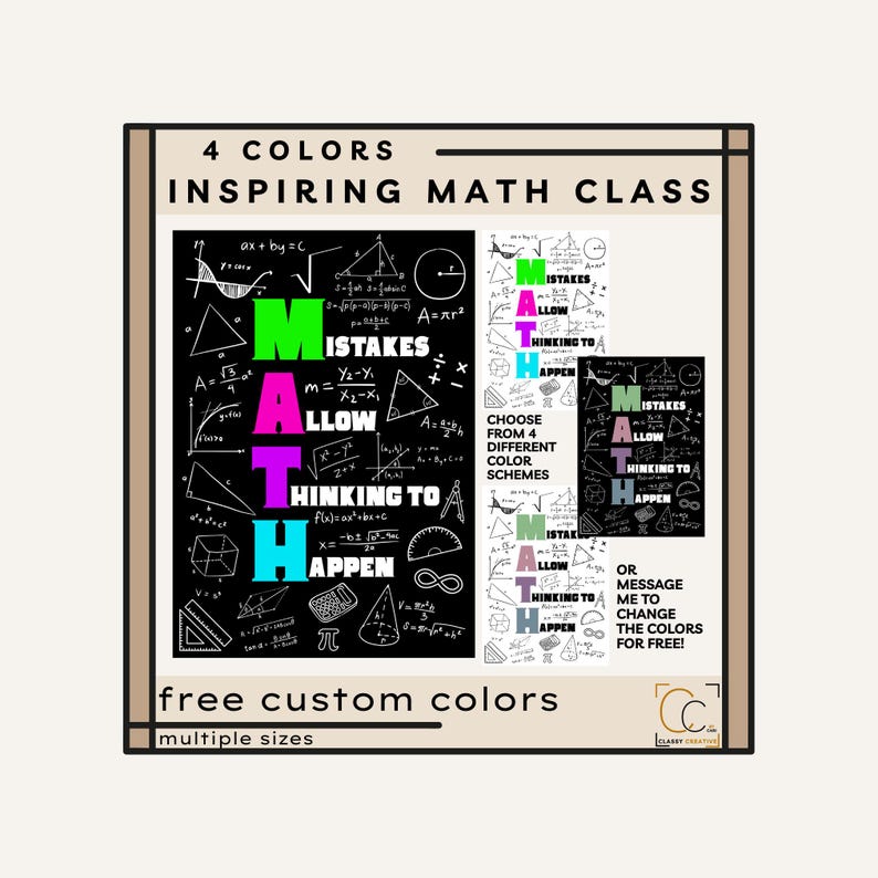 Inspiring Math Visual Inspiring Math Classroom Poster: Middle School Math Class Decor ...