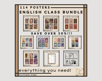 English Classroom Decor Poster Bundle: Literary Terms, Story Elements (Digital Download)