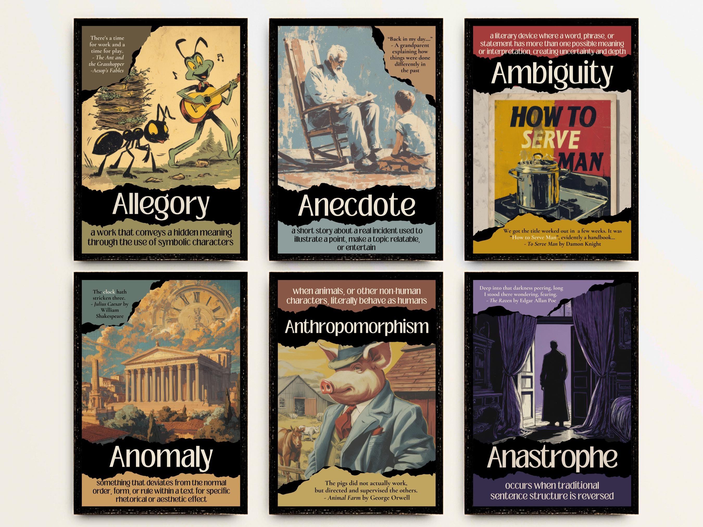 Literary Terms Poster Bundle Set 2: Vintage Figurative Language Poetic ...