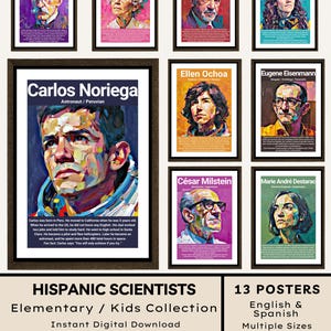 Hispanic Heritage Month Posters for Elementary Students: Famous Latino Scientists In Spanish Kids Science Classroom Decor Women in STEM image 1
