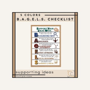 BAGELS Unterstützende Ideen Poster: Mittelschule Englisch Klassenzimmer Dekor Bearbeitung Checkliste Anker Poster Schreibprozess Poster
