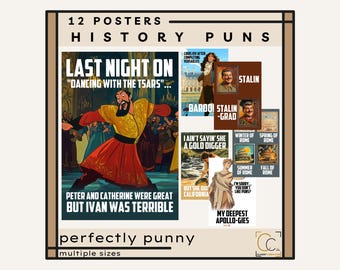History Puns Posters: Funny Social Studies Classroom Decor Hilarious History Jokes Poster Set Funny Historical Figures Events