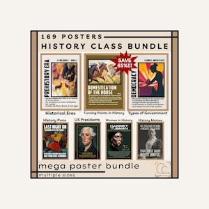 History Classroom Poster Bundle High School History Wall Art Turning Points Funny History Puns Historical Eras US Presidents Famous Women