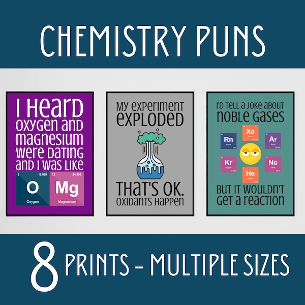 Chemistry Puns, Science Classroom Decor, Middle School Science Posters, High School Chemistry Prints, Science Teacher Gift, Funny Science