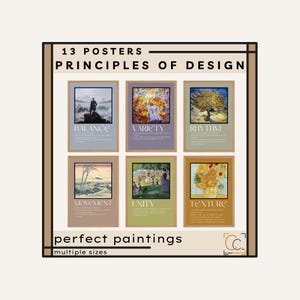 Principles of Design Posters Art Classroom Decor Elements of Art Artistic and Design Techniques High School Art Prints Art Teacher Gift