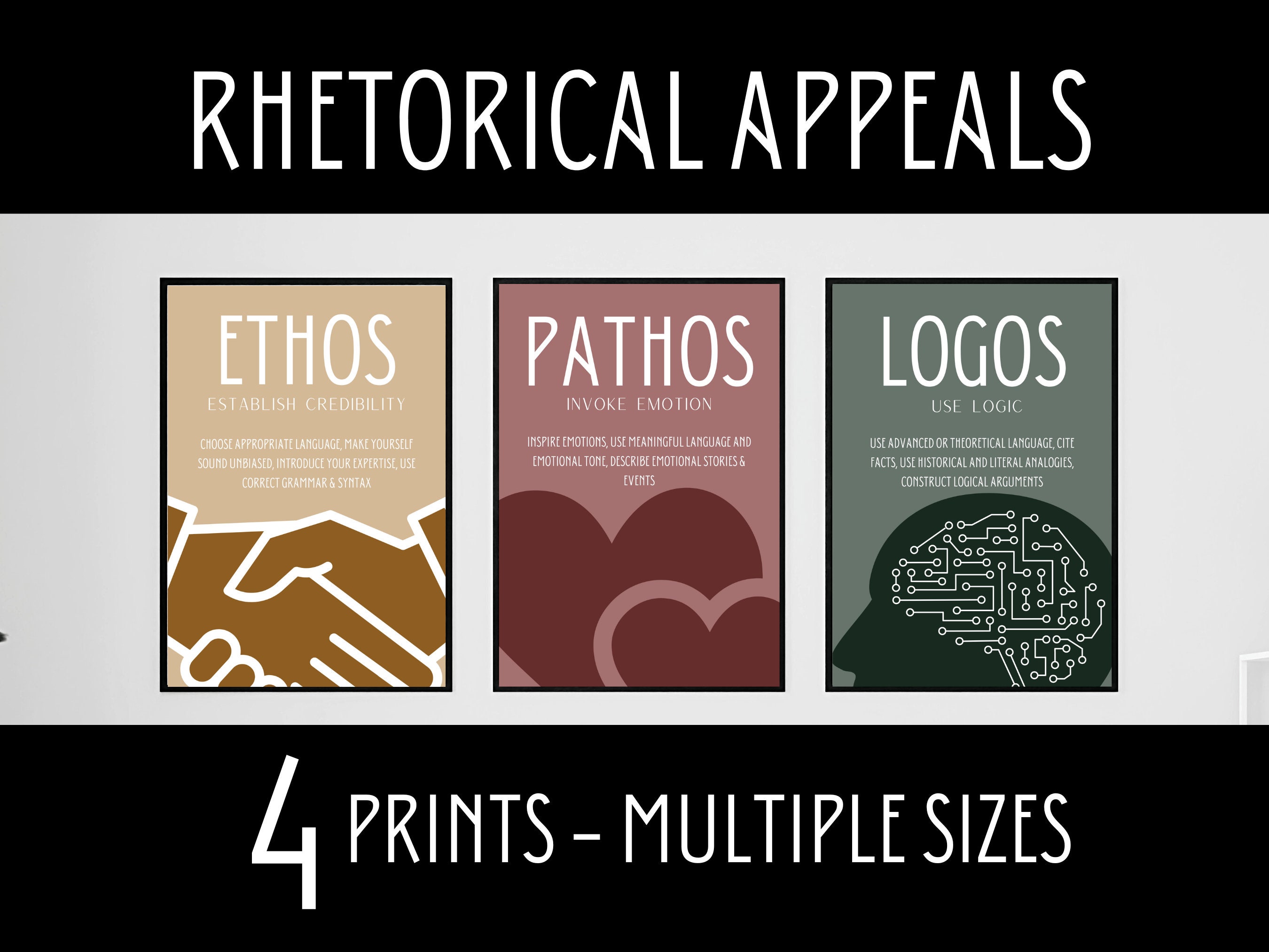 Ethos, Pathos, Logos Posters, Rhetorical Appeals Posters